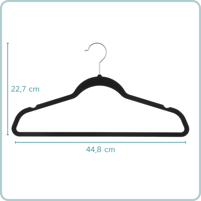Nordix Kledinghangers Set 48 stuks Zwart Vilten Velvet Anti Slip Kl...