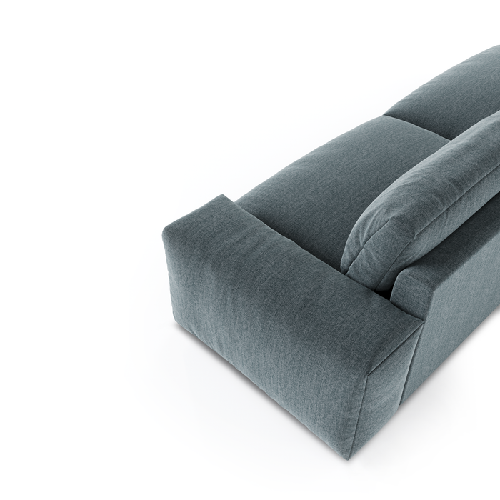 3-zitsbank in soft touch geweven stof blauw grijs 220cm