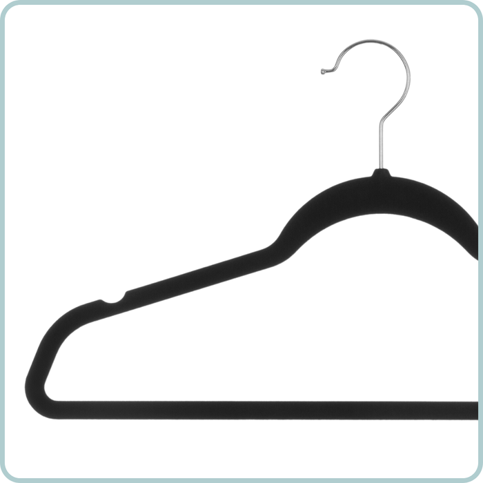 Nordix Kledinghangers Set 48 stuks Zwart Vilten Velvet Anti Slip Kl...