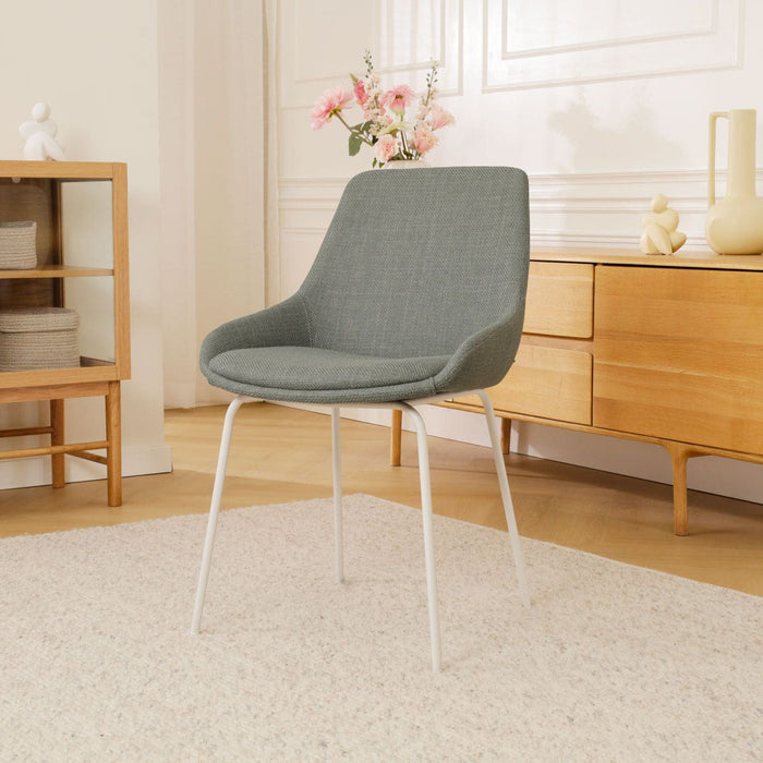 Nolon Nora-Isa Eetkamerstoel Saliegroen - Stof - Wit Onderstel