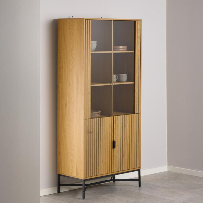 Giga Living - Vitrinekast Naturel Eikenlook - 80x40x180cm - Juna