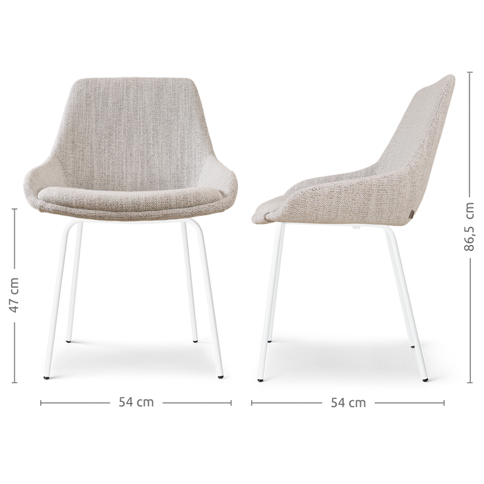 Nolon Nora-Isa Eetkamerstoel Beige Gemêleerd - Stof - Wit Onderstel