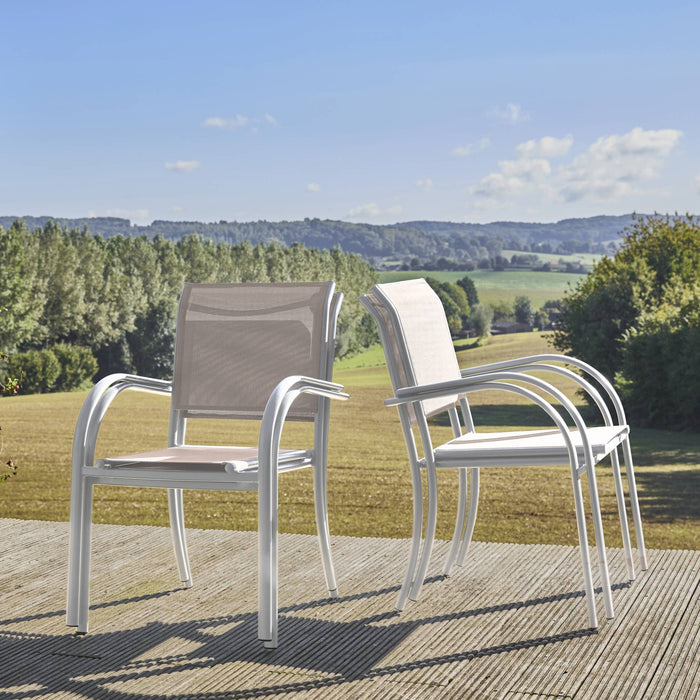 sweeek - Tuinstoel van aluminium en textilene (Set van 4)