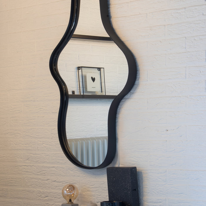 Giga Meubel - Spiegel Organisch - Zwart Metaal - 54x5x90cm - Dory