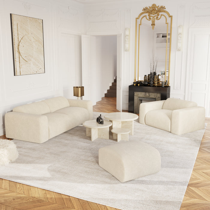 4-zits fluwelen bank met crèmekleurig patroon