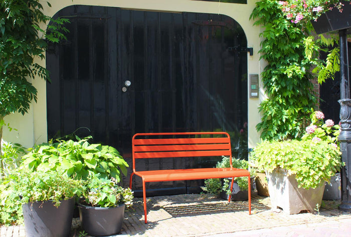 Metalen tuinbank 120 cm oranje