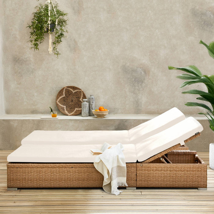 sweeek - Polyester geweven hars ligstoel, multi-positie (set van 2)