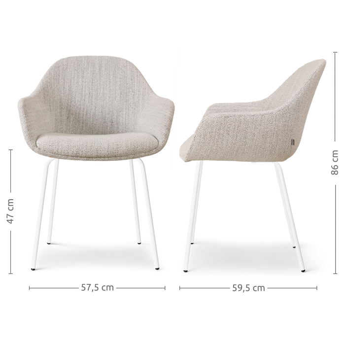 Nolon Nora-Mae Eetkamerstoel Beige Gemêleerd - Armleuning - Witte