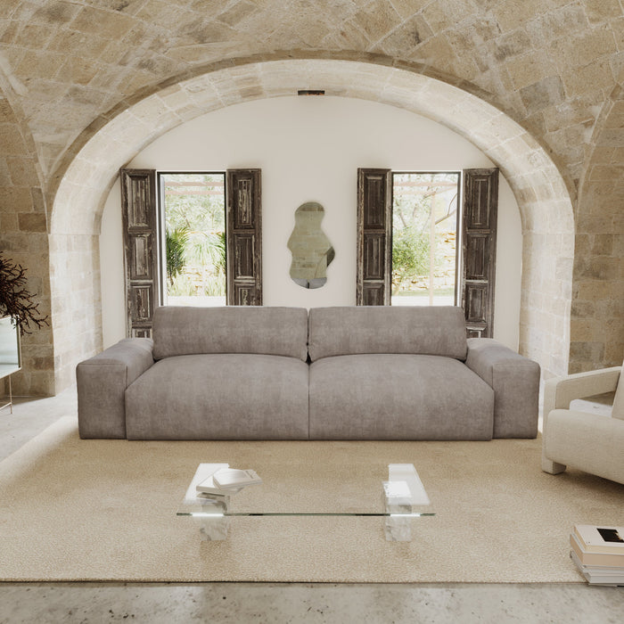 Sofa 4 zits fluweel taupe 240cm