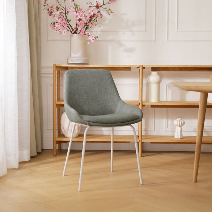 Nolon Nora-Isa Eetkamerstoel Saliegroen - Stof - Wit Onderstel