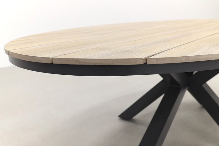 Edison tafel - ovaal - 220x115 cm - carbon black -light teak Vironwood