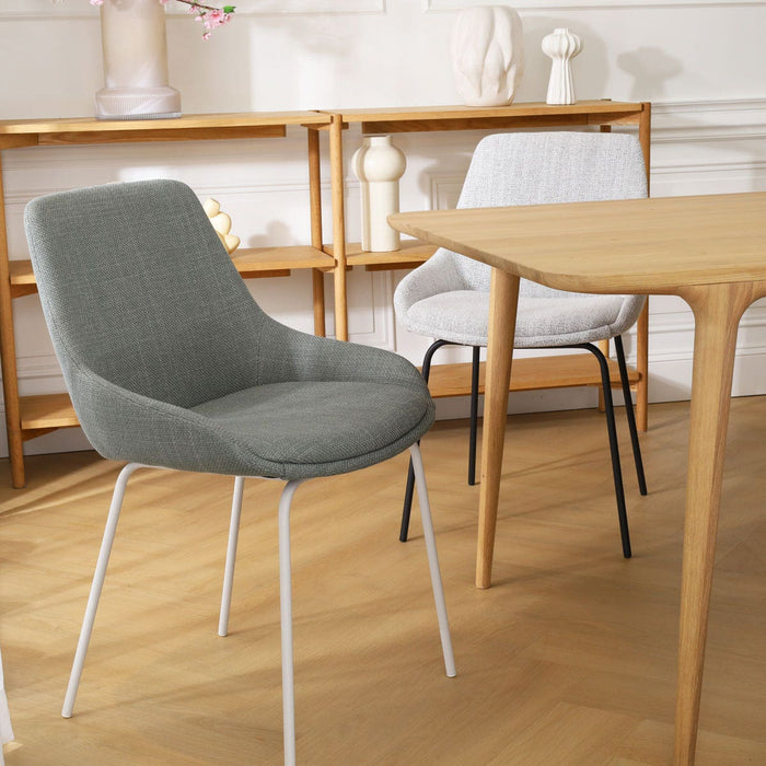 Nolon Nora-Isa Eetkamerstoel Saliegroen - Stof - Wit Onderstel