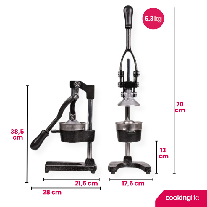 Cookinglife Citruspers - Gietijzer - Hevelmodel - Zwart