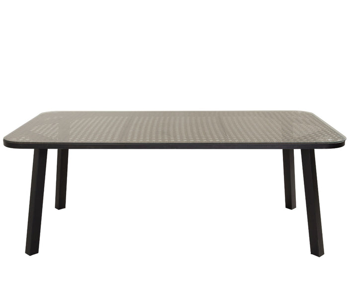 Fjôrd - Tuintafel Zwart Wicker 200cm - Glas - Paola