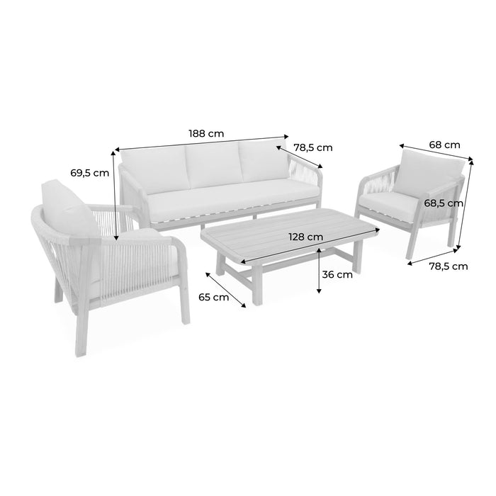 sweeek - 5-zits tuinmeubelset van hout en touw