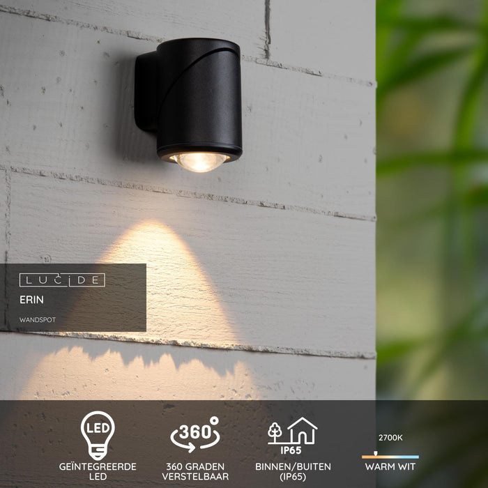 Lucide ERIN Wandspot - Zwart