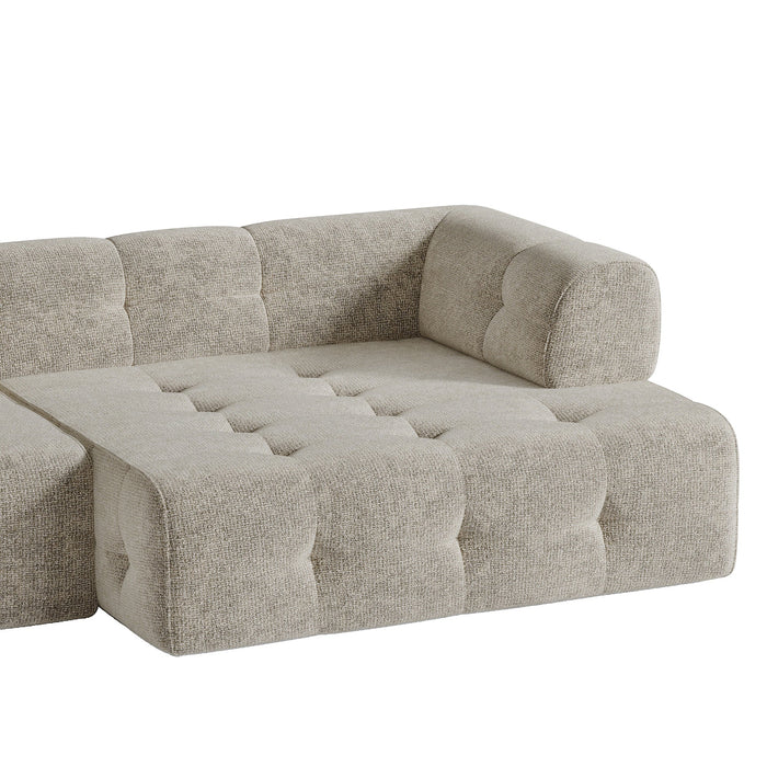 Taupe chenille fluwelen rechter hoekbank 238cm