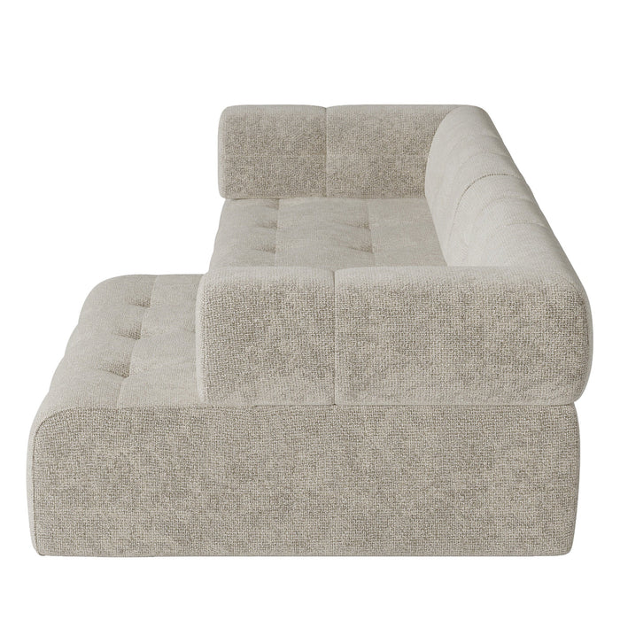 Taupe chenille fluwelen rechter hoekbank 238cm