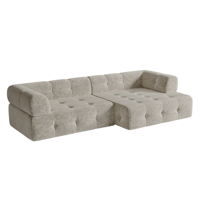 Taupe chenille fluwelen rechter hoekbank 238cm