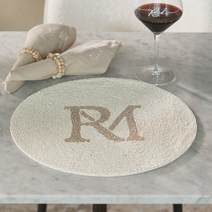 Riviera Maison Placemat Wit, Goud - RM Monogram Placemats