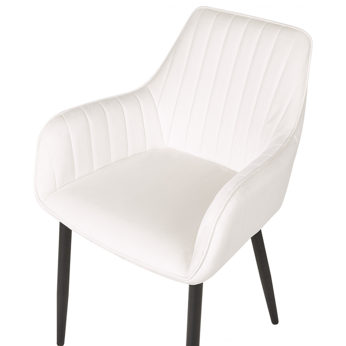 Beliani - WELLSTON - Eetkamerstoel set van 2 - Gebroken wit - Fluweel