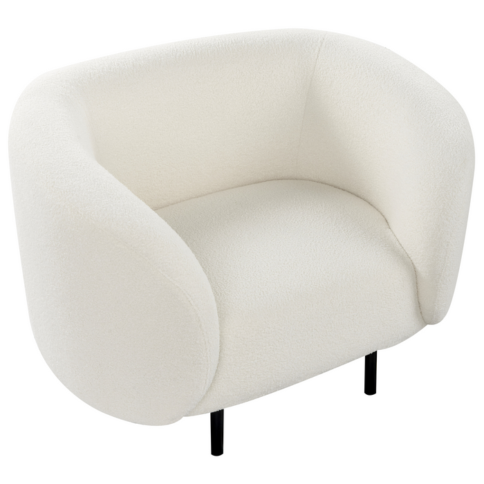 Beliani - LOEN - Fauteuil - Wit|Zwart - Bouclé