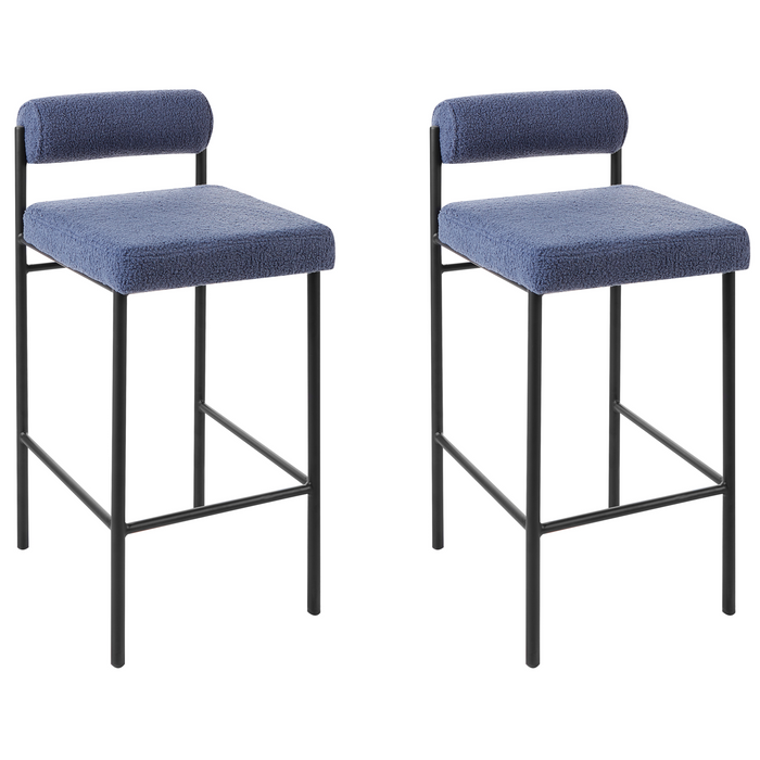 Beliani - AMAYA - Barkruk set van 2 - Donkerblauw - Polyester