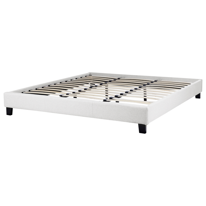 Beliani-ROANNE -Tweepersoonsbed-Lichtgrijs-180 x 200 cm-Polyester