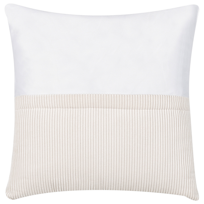 Beliani-LUNGO-Hoekbank met ottomaan-Gebroken wit-Rechtszijdig-Corduroy