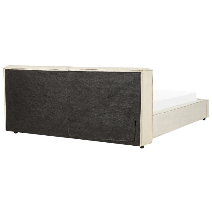 Beliani - LINARDS - Bed - Beige - 180 x 200 cm - Corduroy