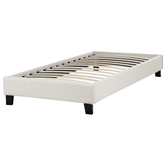 Beliani-ROANNE-Eenpersoonsbed-Lichtbeige-90 x 200 cm-Polyester