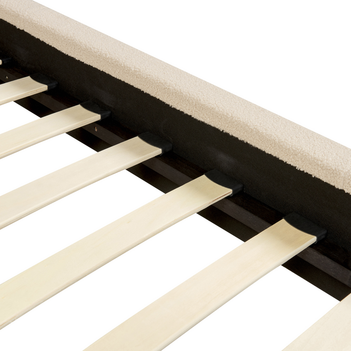 Beliani-VILETTE -Tweepersoonsbed-Lichtbeige-160 x 200 cm-Bouclé