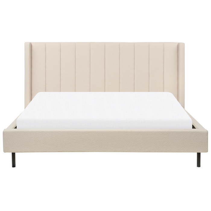 Beliani-VILETTE -Tweepersoonsbed-Lichtbeige-180 x 200 cm-Bouclé