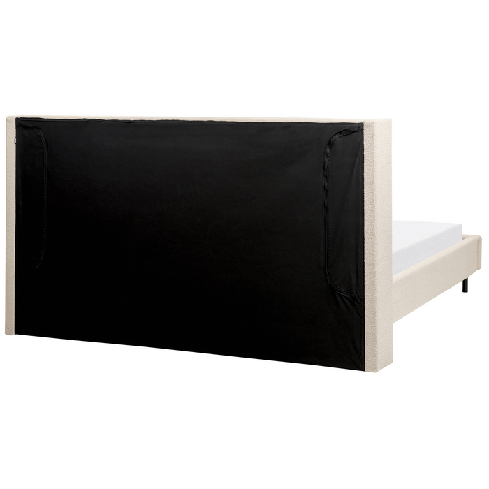 Beliani-VILETTE -Tweepersoonsbed-Lichtbeige-180 x 200 cm-Bouclé