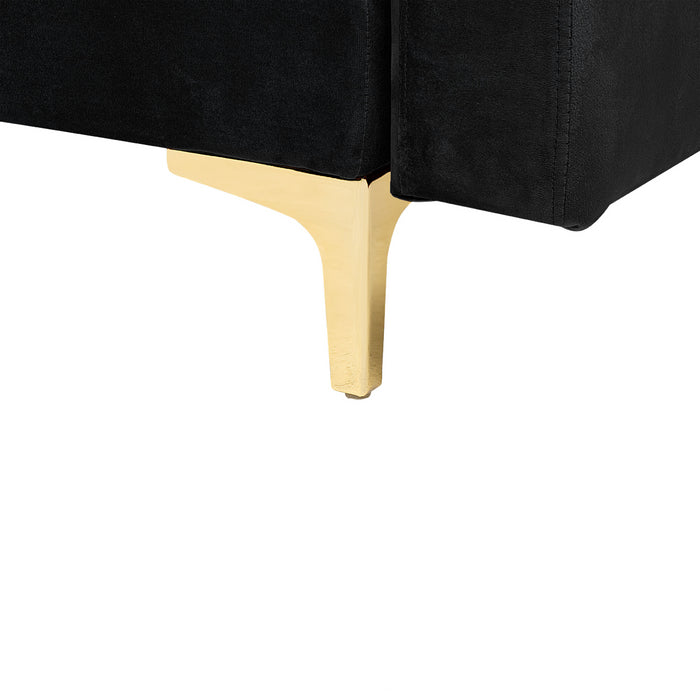 Beliani - ABERDEEN - Hoekbank - Zwart - Rechterzijde - Fluweel