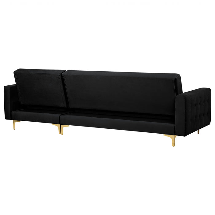 Beliani - ABERDEEN - Hoekbank - Zwart - Linkerzijde - Fluweel