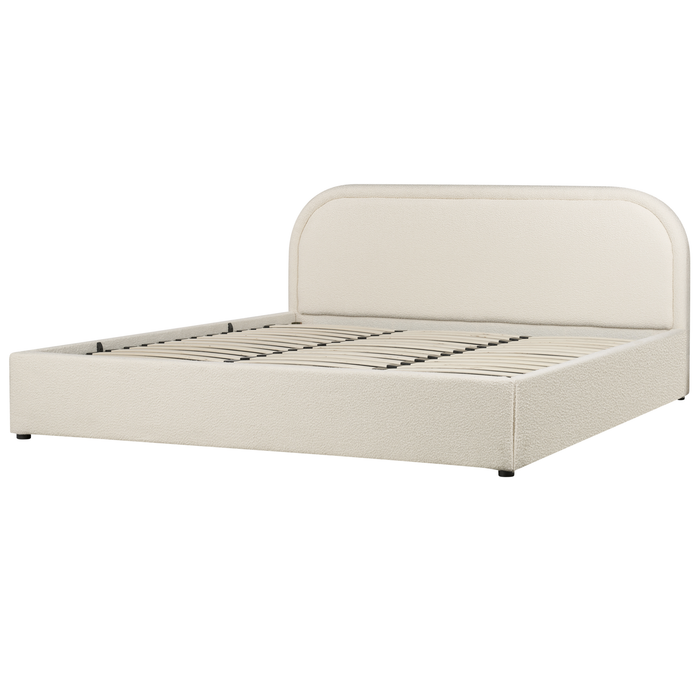 Beliani-QUILLIEN-Bed met opbergruimte-Lichtbeige-180 x 200 cm-Bouclé