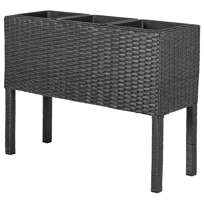 Beliani - CARAGANA - Hoge plantenbak - Zwart - PE rotan