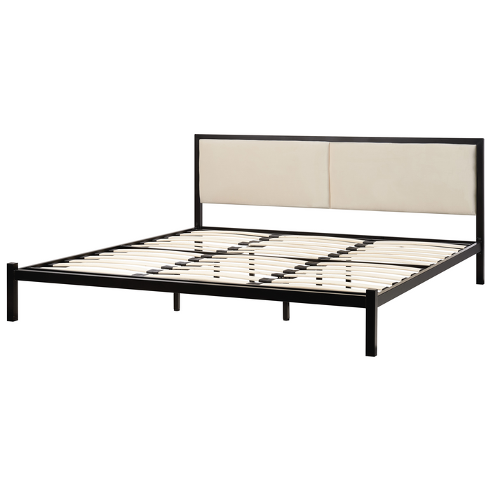 Beliani-CLAMART-Tweepersoonsbed-Lichtbeige-180 x 200 cm-Metaal