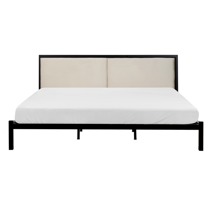 Beliani-CLAMART-Tweepersoonsbed-Lichtbeige-180 x 200 cm-Metaal