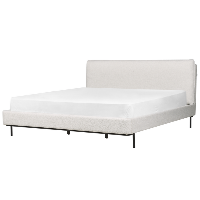 Beliani-CORIO-Tweepersoonsbed-Gebroken wit-180 x 200 cm-Bouclé
