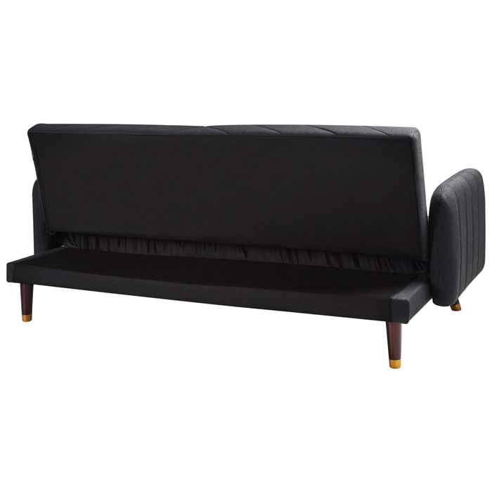 Beliani - SENJA - Slaapbank 3-zits - Zwart - Kunstlinnen