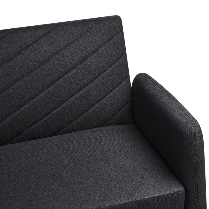 Beliani - SENJA - Slaapbank 3-zits - Zwart - Kunstlinnen