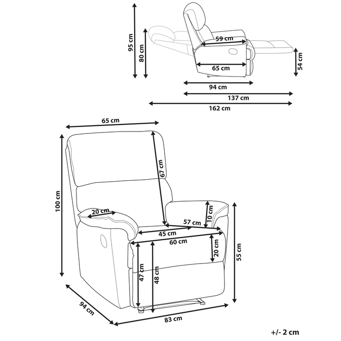 Beliani - EVERTON - TV-fauteuil - Grijs - Polyester