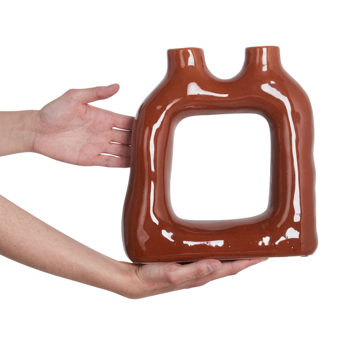 Beliani - MULLET - Bloemenvaas - Bruin - 28 cm - Steengoed