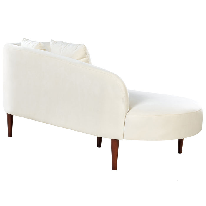 Beliani-CHAUMONT-Chaise longue-Off-white-Rechtszijdig-Fluweel