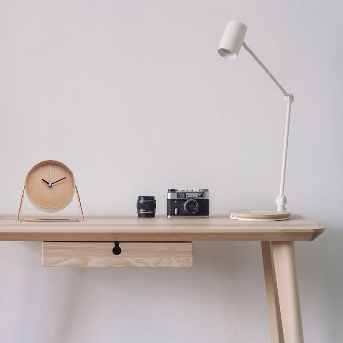 NeXtime - Tafel Wekker 14x13x7cm-Stil-Roze-Metaal-NeXtime "Berlin