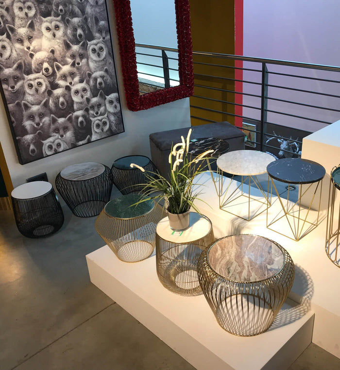 Bijzettafel Beam Wit Marmer Messing Ø32cm Kare Design