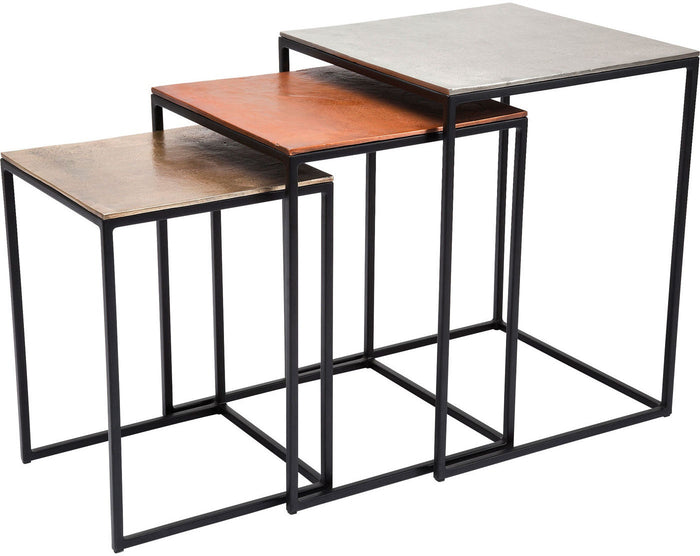Kare Design Loft Square Vintage - Set Van 3 Bijzettafels - Multikleur