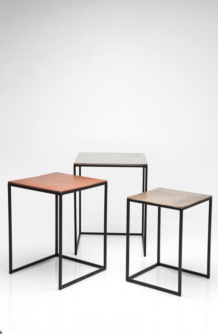 Kare Design Loft Square Vintage - Set Van 3 Bijzettafels - Multikleur
